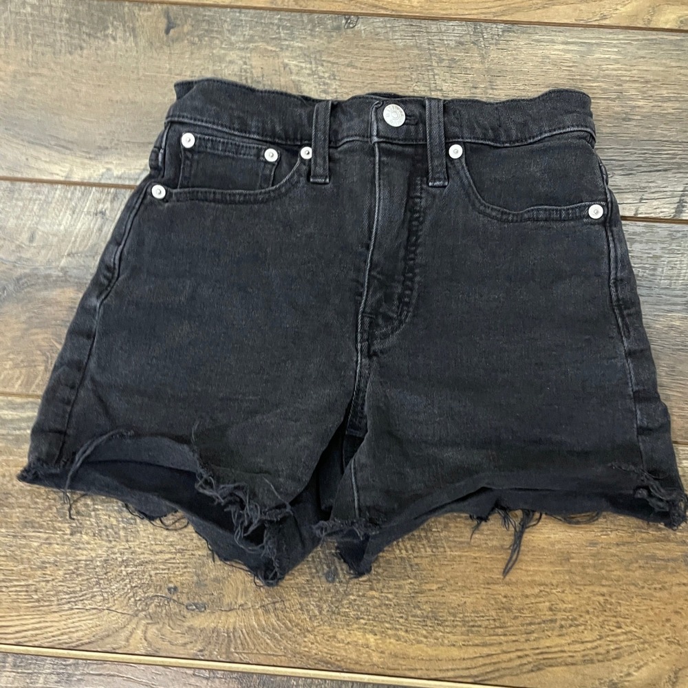 Madewell High-Rise Cut-Off Denim Shorts Black Raw Hem Size 23 Festival Concert